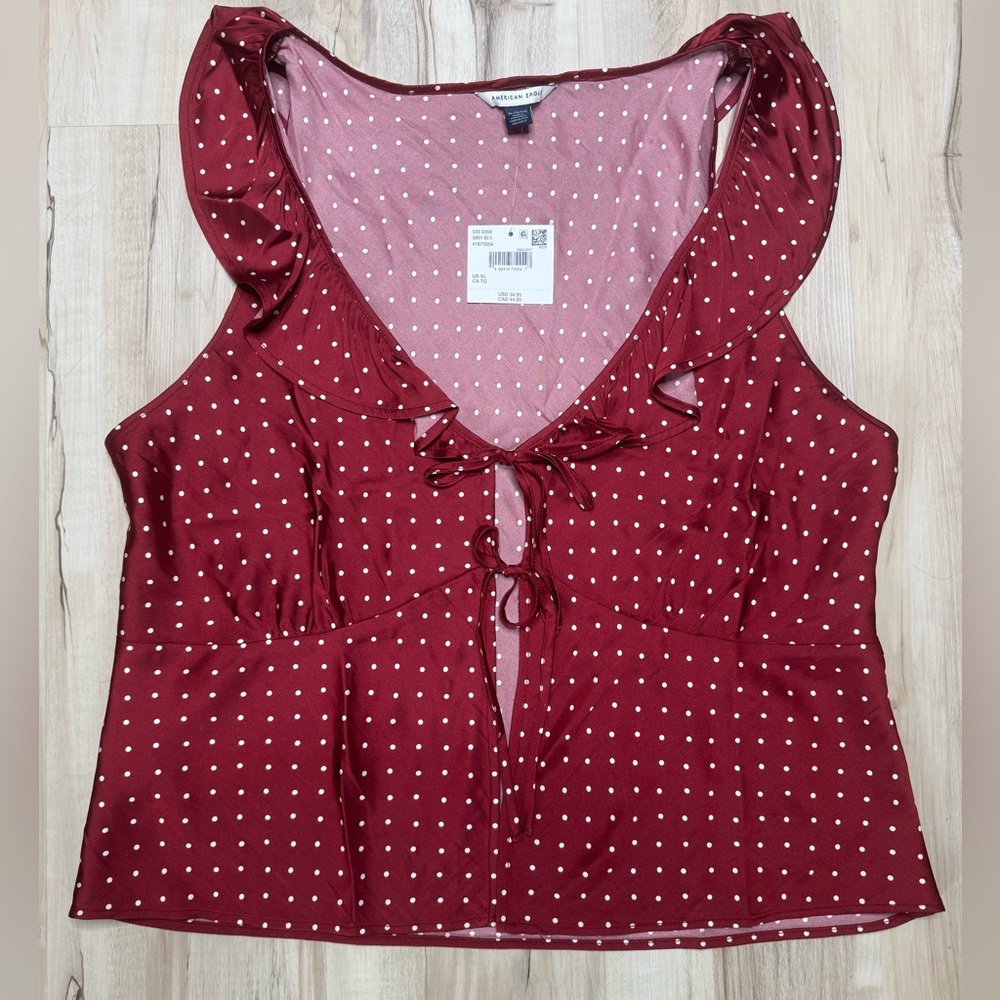 American Eagle Outfitters Red Sleeveless Crop Blouse